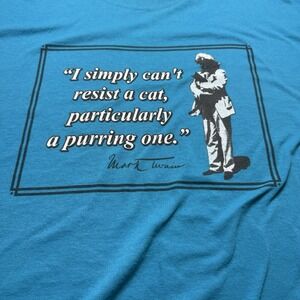 Vintage Mark Twain PuttingCat Quote T Shirt Men Size 2XL  Graphic Logo Literatur